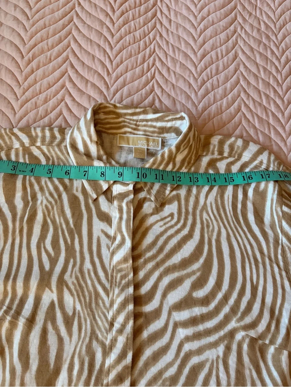 Linen blend, Michael Coles NWT Cropped Oversized Zebra Print Linen Blend Shirt S